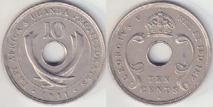 1911 H East Africa & Uganda 10 Cents (Unc) A002909